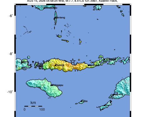 Gempa Magnitudo 7,7 Guncang NTT, Guncangannya Terasa hingga Sulsel