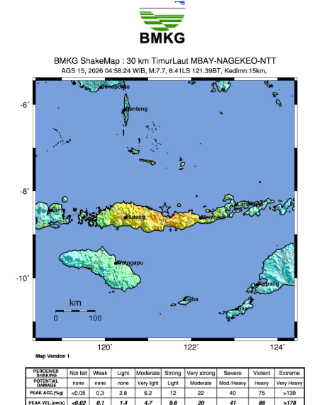 Gempa Magnitudo 7,7 Guncang NTT, Guncangannya Terasa hingga Sulsel